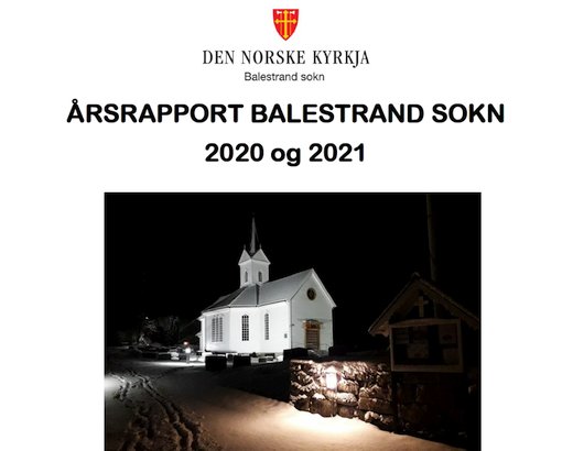 Nattfoto av Tjugum kyrkje med teksten 